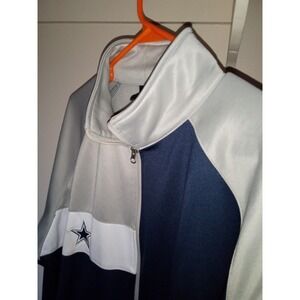 DALLAS COWBOYS Blue &‎ Gray NFL TRACK JACKET~Men's Large Tall Varsity Zip